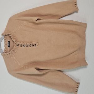 BTFBM Camel Ruffle Button Sweater S